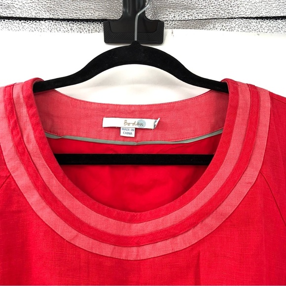 BODEN Carousel Shift Dress 100% Linen 8 WH353 Coral Pink Red Short Sleeve Women - Picture 7 of 9